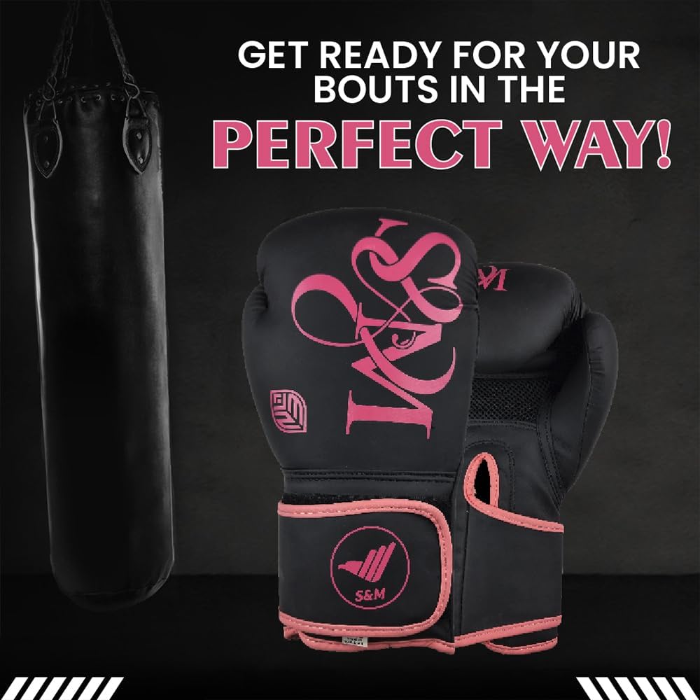 S&M Boxing Gloves Muay Thai Kickboxing Sparring Synthetic