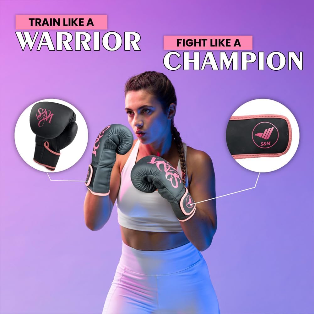 S&M Boxing Gloves Muay Thai Kickboxing Sparring Synthetic
