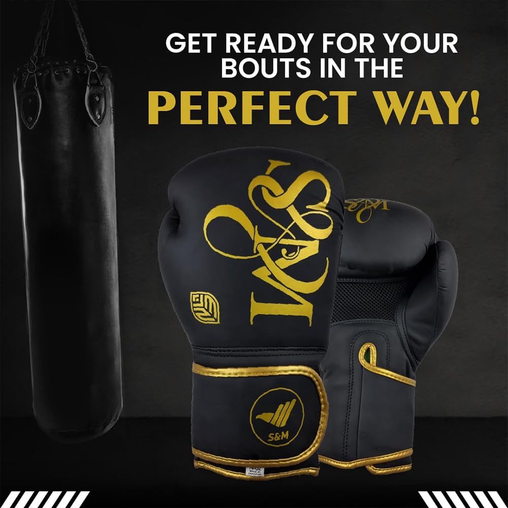 S&M Boxing Gloves Muay Thai Kickboxing Sparring Synthetic
