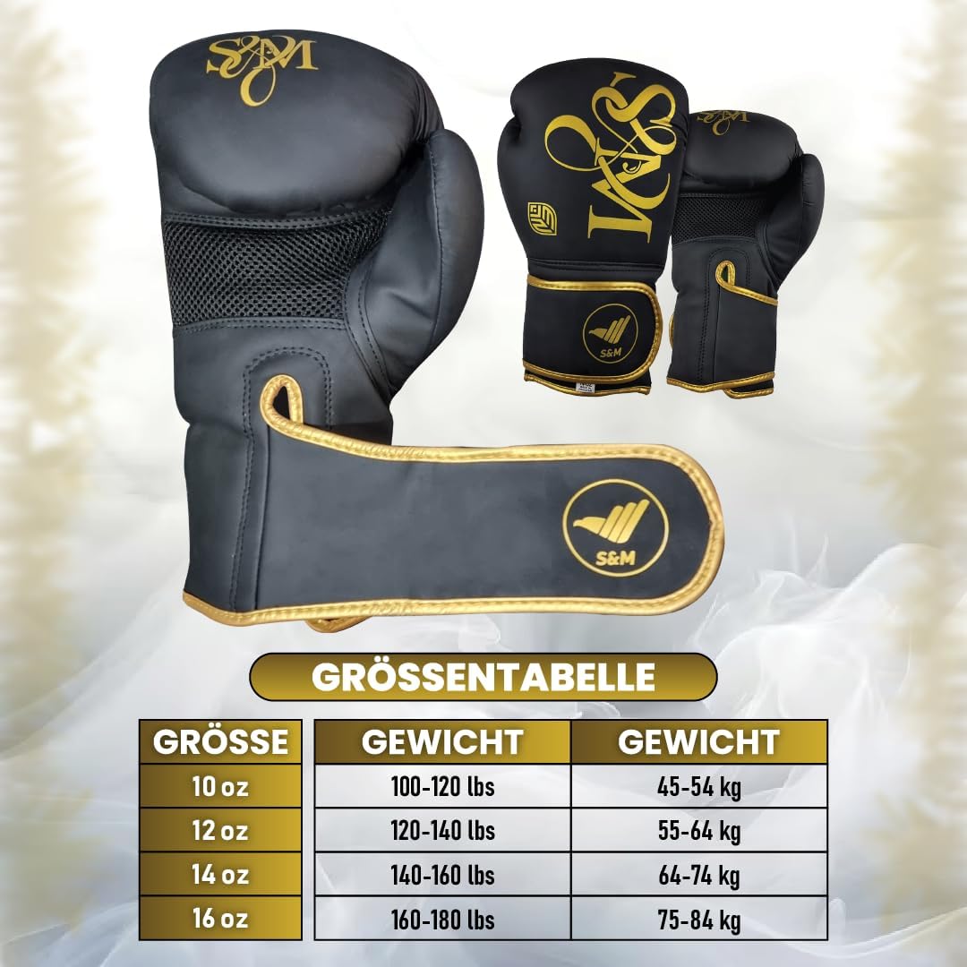 S&M Boxing Gloves Muay Thai Kickboxing Sparring Synthetic