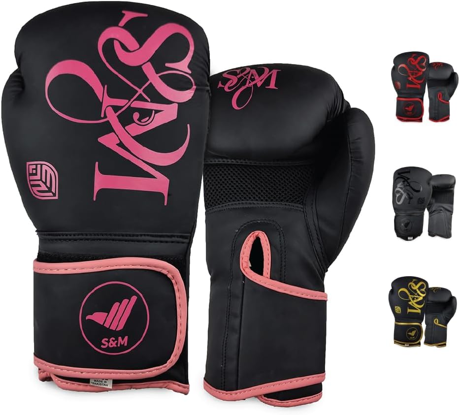 S&M Boxing Gloves Muay Thai Kickboxing Sparring Synthetic