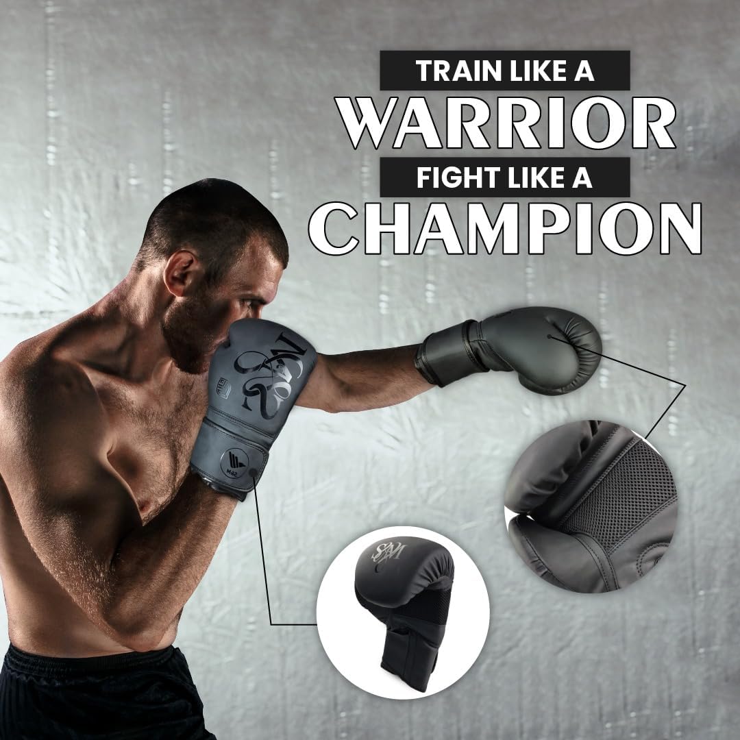 S&M Boxing Gloves Muay Thai Kickboxing Sparring Synthetic