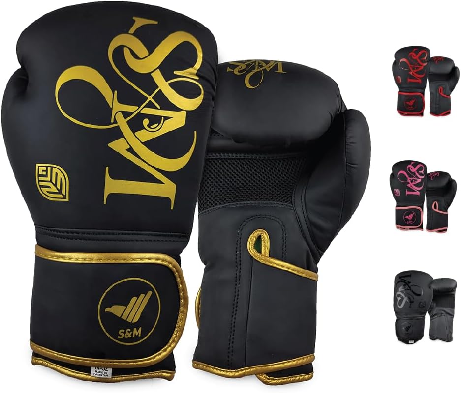 S&M Boxing Gloves Muay Thai Kickboxing Sparring Synthetic