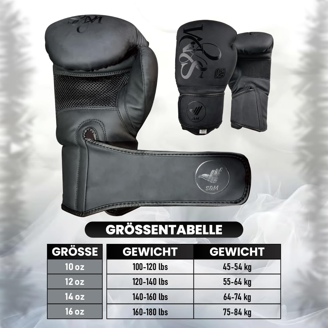 S&M Boxing Gloves Muay Thai Kickboxing Sparring Synthetic