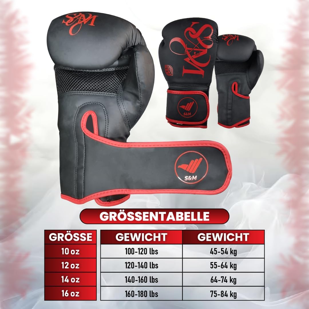S&M Boxing Gloves Muay Thai Kickboxing Sparring Synthetic