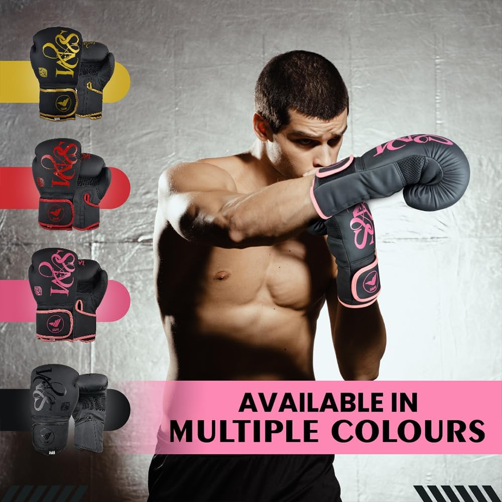 S&M Boxing Gloves Muay Thai Kickboxing Sparring Synthetic
