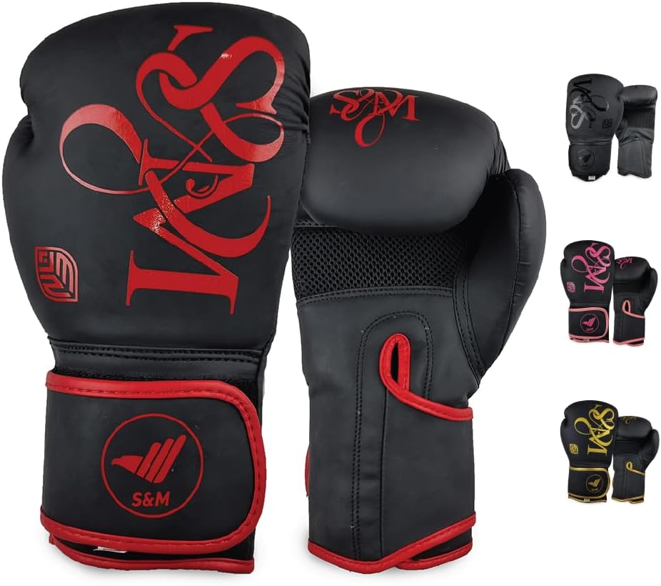 S&M Boxing Gloves Muay Thai Kickboxing Sparring Synthetic