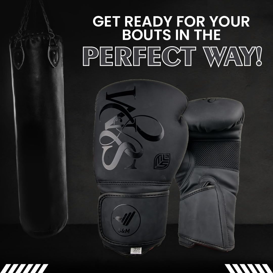 S&M Boxing Gloves Muay Thai Kickboxing Sparring Synthetic