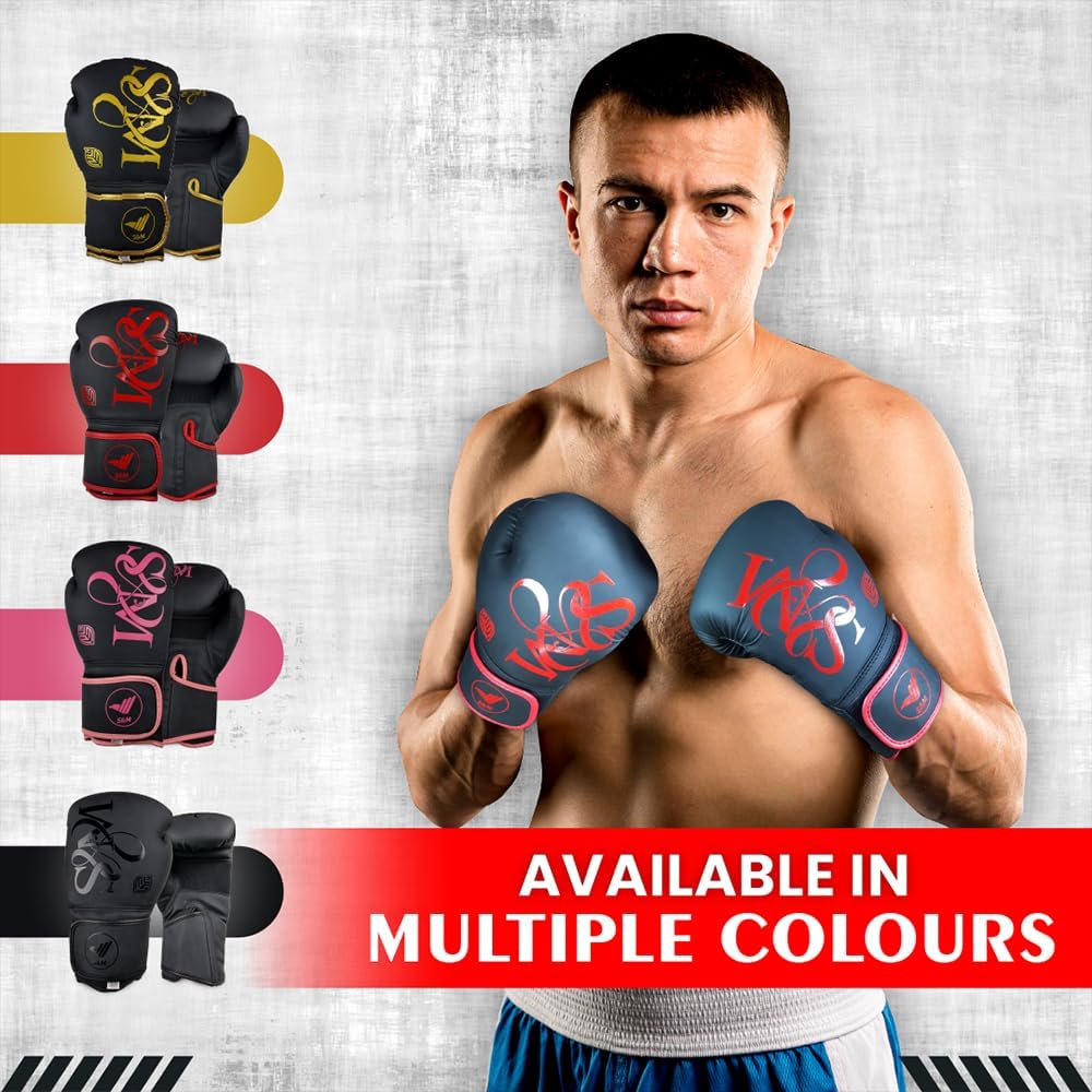 S&M Boxing Gloves Muay Thai Kickboxing Sparring Synthetic