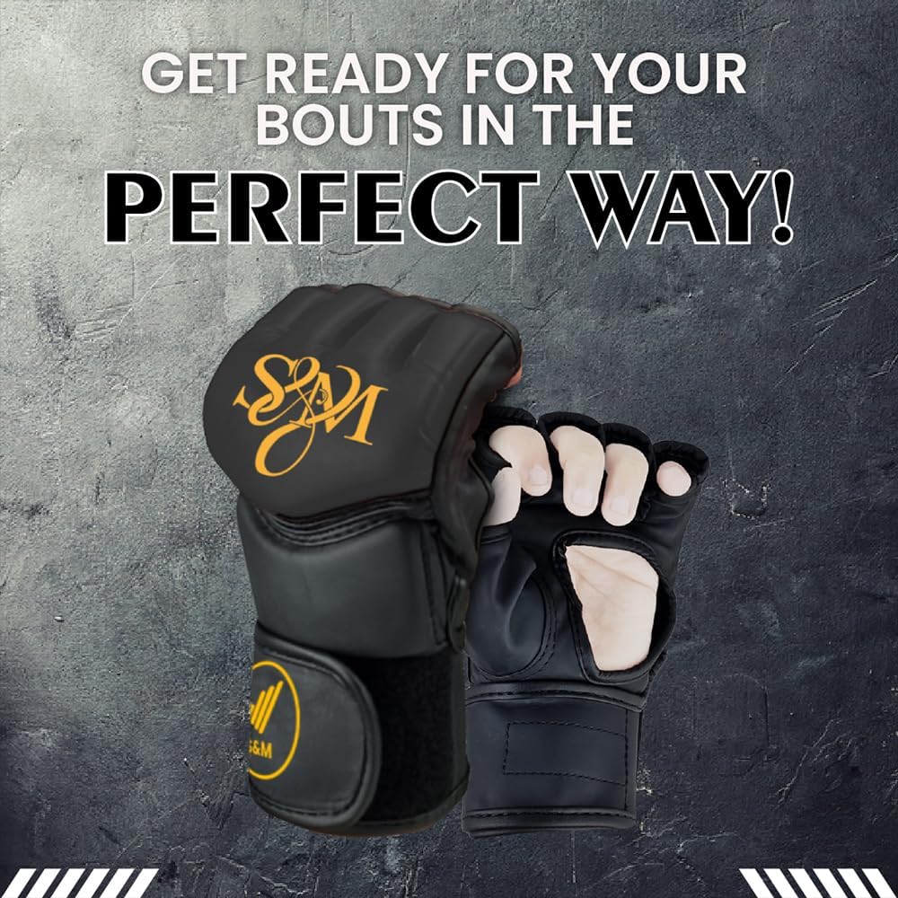 S&M Professional MMA Gloves for Grappling, Sparring, Training, Martial Arts