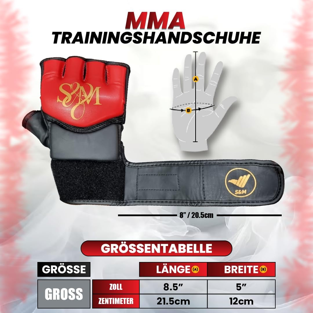S&M Professional MMA Gloves for Grappling, Sparring, Training, Martial Arts
