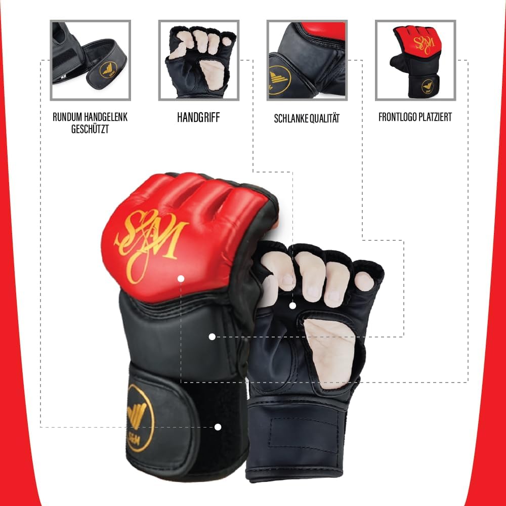 S&M Professional MMA Gloves for Grappling, Sparring, Training, Martial Arts