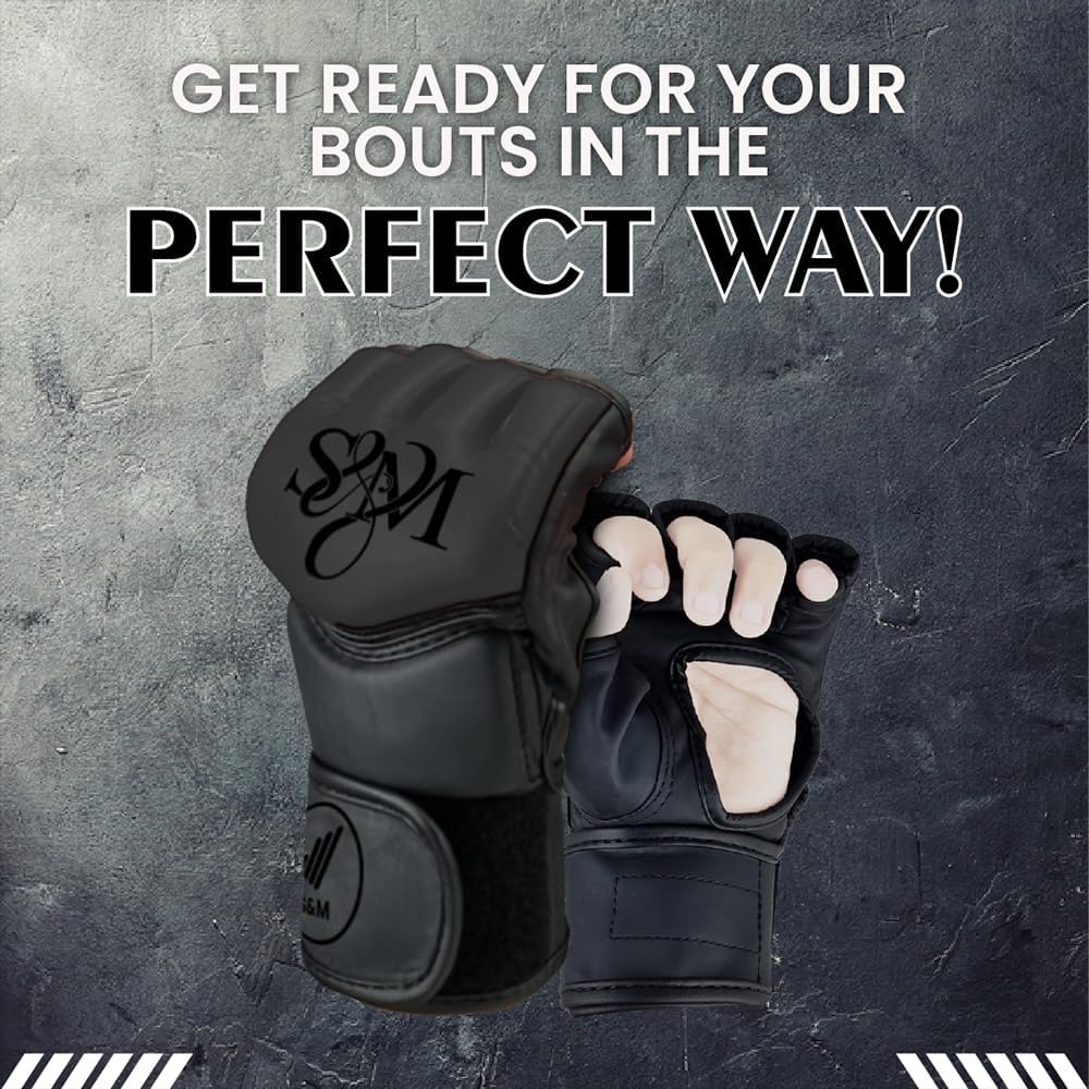S&M Professional MMA Gloves for Grappling, Sparring, Training, Martial Arts