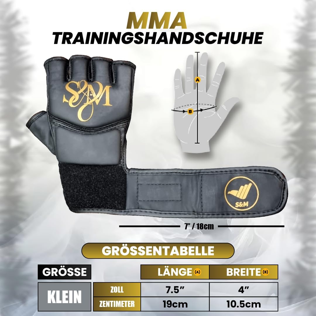 S&M Professional MMA Gloves for Grappling, Sparring, Training, Martial Arts